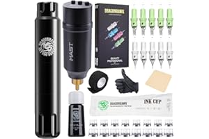 Dragonhawk Tattoo Maschine Set Tattoo Maschine Pen Kit Rotary Tattoo Pen 20 pcs Cartridges Tattoo nadeln Tattoo Pedal Power Supply for Tattoo Artists (Battery Kit TZ)