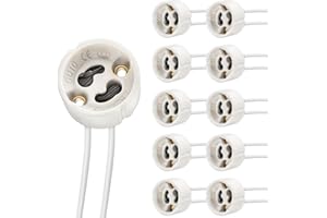 DiCUNO Douille GU10 en céramique, Connecteur à ampoule 0,75 mm², Résistante à la Chaleur 600℃, Max 250V 300W, Fils silicone 15cm, Support de lampe pour ampoules LED GU10, Lot de 10