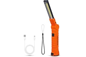 Suranew Linterna LED de trabajo, lámpara de taller, luces de inspección COB recargables con gancho para colgar y base magnética para camping, senderismo y emergencias