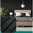 Charcoal Slat Wall Panelling - Wood Panels for Walls - Contemporary 3D Wall Panels Cladding - Decorative & Sound Absorbing Acoustic Panels Slatted Wooden Slats Wall Panel