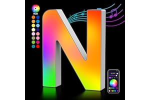 KANGTAIXIN Lettres Lumineuses Alphabet, Lumineux Lampe LED Lettre RGB, App Controllo Lumières Lettre Deco Opérateur à USB pour Anniversaire, Fête des Mères, Mariage, Vacances, Maison, Bar, Se Marier - N