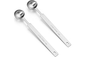 Ouligay 2 cucchiaini da tè (5 ml | 5 cc | 1 cucchiaino | 1/3 cucchiaio) in acciaio inox singoli cucchiai dosatori in metallo solo gadget da cucina per cucinare