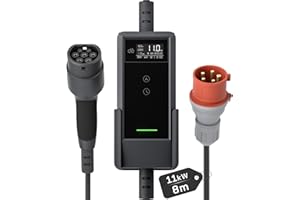 dé Wallbox 11kW [Trifase| 8m| 6-16A] Cavo Ricarica Auto Elettrica Tipo 2 CEE 11kW, Stazione Carichino Auto elettrica Mobile Compatibile con Model Y, Model 3 e Altri EV/PHEV