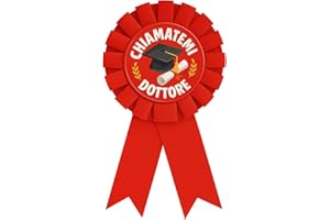 DFPRIME Coccarda Laurea “Chiamatemi Dottore” – Rosetta Rossa con Fiocco – Accessorio Divertente per Festa di Laurea – Spilla per Neolaureati – Regalo Originale Dottore
