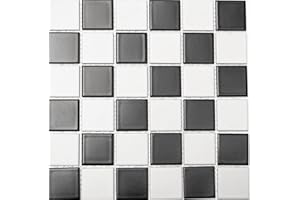 MOSAIK-NETZWERK Piastrelle a mosaico, nero/bianco opaco, in ceramica, mosaico