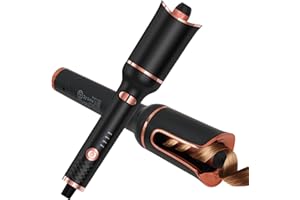 BIZCASA Automatic Curling Iron with 360° Rotating,Fast Heating Ceramic Barrel,Hair Curler 4-Speed Adjustable Temperature Wand, Dual Voltage Hair Curlers for Long Short Hair, Gifts for Women