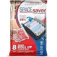 Spacesaver Premium Roll-up Storage Bags for Max Space Saving! 80% More Storage! No Pump or Vacuum Needed - Perfect for traveling! (Travel 8 Pack)