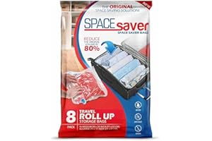 Spacesaver Hochwertige Vakuumbeutel für Kleidung, 80% mehr Stauraum Vakuum Aufbewahrungsbeutel mit Reise Pumpe Doppelreißverschluss und Dreifachdichtung für maximale Platzersparnis Reise 8 Pack