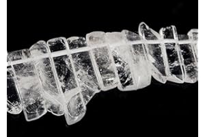 AITELEI Natural White Crystal Points Beads Irregular Flat Strip Loose Stick Beads Gemstone for Jewelry Making Healing Crystal Polished/Raw Quartz Top Drilled