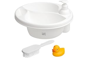 Hylat Baby Baby Waschschüssel für Wickeltisch, 3 Kammern, mit praktischem Zubehör, zum leichten Babywaschen ab 0 Monaten, weiß, oval, Marke: Hylat Baby