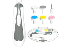 Qunlions life Elektrischer Baby-Nagelschneider, 6-in-1, Baby-Nagelknipser, Baby-Nagelfeile, Nagelfeile, Babypflegeset, Maniküre-Set für Kleinkinder, Neugeborene oder Erwachsene (grau)