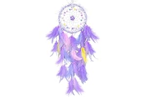 SUCTION Dream Catcher for Girls, Dream Catcher, Dreamcatcher, Dream Catchers, Featrher Flowers Wall Hanging Decoration Nursery Blessing Birthday Gift for Living Room, Bedroom, Dormitory (Purple)