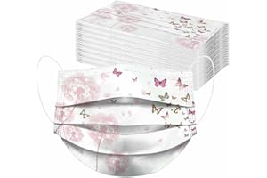 DeaAmyGline 50 Stück Mundschutz Erwachsene Einweg,3-lagig Vliesstoff,Mund-Nasen-Schutz,mit Bunt Motiv,Atmungsaktive,Multifunktionstuch Halstuch Bandana für Männer und Frauen