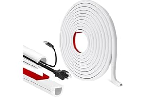 LSGCQ Canalina passacavi adesiva canaline per cavi elettrici semicircolare copricavi flessibile copri fili per TV muro pavimento (Bianco, 7mm×14mm×6m)