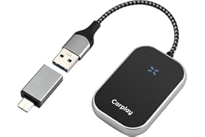 Nastopee CarPlay Wireless Adapter für Konvertieren Wired Carplay/Android Auto in kabellos, Wireless Android Auto 5.8GHz Schnellverbindung, Wireless Carplay Adapter Mini & stabil, USB C/A