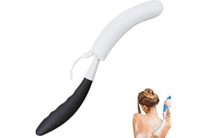 KkaFFe Back Scrubber for Shower with Long Handle，Mesh Sponge Shower Back Scrubbe for Use in Shower Brush, Back Shower Brush for Bath,Exfoliating Body Scrubber or Shower Brush(Black-White)