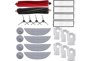Geoviizon Akcesoria kompatybilne z robotem odkurzającym Roborock S8 MaxV Ultra, 1 x szczotka główna, 4 x szczotki boczne, 4 filtry, 4 x mop do mopa, 6 x worek na kurz, 4 x mop krawędziowy do Roborock