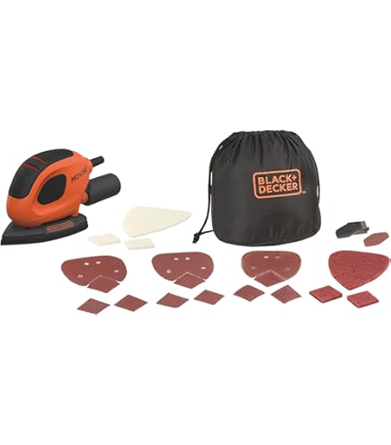 Powerplus Elektro-Handschleifer 140W Set | Mit 100 Schleifblättern & Staubbeutel | Für Holz, Trockenbau & Mehr