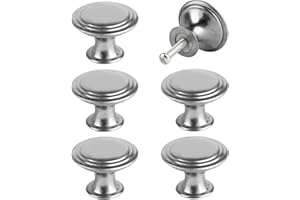 VARHHUXHA 6 Pcs Tiradores Armarios Cocina, Pomos y Tiradores Cajones Vintage Bronce, 30mm Pomos Armarios Muebles Redondos, Perillas Tirador Armario para Puertas de Cómodas Cajones Gabinete Baño (Plateado)