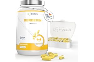 ‎BIOTARY BIOTARY Berberin 1000 mg Tagesportion 180 Kapseln inklusive Pillenbox Hochdosierte Qualität Vegan und natürlich aus 97% Berberis Vulgaris 3 Monate Vorrat Ohne Magnesiumstearat