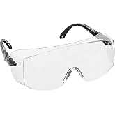 voltX OVERSPECS Safety Glasses Over Glasses Clear Lenses UV400 | CE EN166F certified. Adjustable temples. Clear UV400 anti-fo