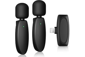 BALORIZ Wireless Lavalier Microphone for iPhone iPad, Microphone Wireless Kit for Vlog, TikTok, Live, Facebook, YouTube, Interview and Recording, No APP & Bluetooth, 2.4GHz Noise-reducing One Pair Two Mic