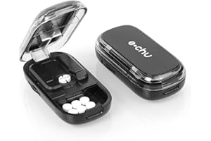 AOGOE Wielokrotny nóż do tabletek, regulowany rozdzielacz tabletek dla małych i dużych tabletek, cięcie i przechowywanie 2 w 1, rozdzielacz tabletek dla osób starszych, dzieci, psów, kotów, zwierząt