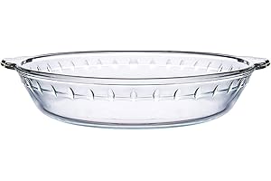 NUTRIUPS Piatto Rotondo in Vetro per Torta da Forno con Manico, Piatto da Portata per Torta ad Alta Resistenza al Calore, Stampi da Forno in Vetro Trasparente per Torta, Crostata (25x20,9x4,7 cm)