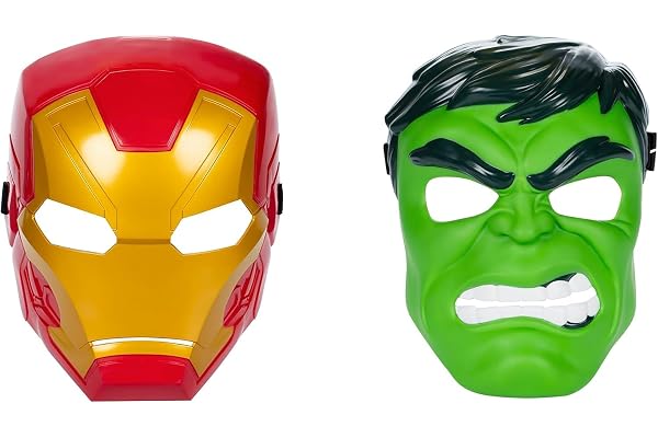Marvel Avengers Hero Mask flerpack, 2-pack med Iron Man- och Hulken-masker
