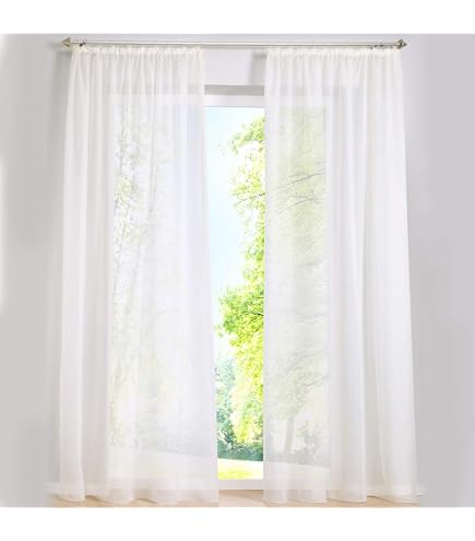 Lot De 2 Rideaux Translucides à Oeillets Dégradé Orange Blanc - Voilage Lumineux 140x245cm Pour Chambre Et Salon