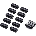 THE WHITE SHOP 10PCS Clip-on Noise Filter，Anti-Interference High-Frequency Ferrite Core Choke Clip for Telephones,Tvs,Speakers,Radio,Audio Equipment Noise Suppressor (7mm Inner Diameter)