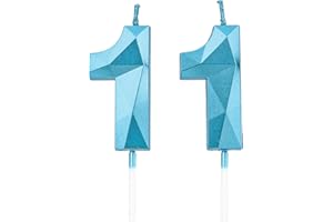 DTXLX 11th Birthday Candles, Blue Number Candles Birthday Decoration, Happy Birthday Cake Toppers, for Birthday Parties Weddings Company Anniversaries (Blue, 11)