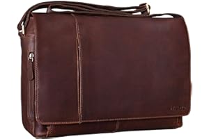 STILORD 'Elias' Sacoche homme cuir Vintage Sac Bandoulière Homme Design Sac en cuir Ordinateur Portable 15,6 Pouces Besace en Cuir, Couleur:cognac - marron foncé