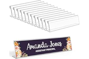 Printtoo Office Desk Name Plate Nameplates for Desks Horizontal Slant Back Reusable Name Slant Holder for Business Training Event Pack of 12