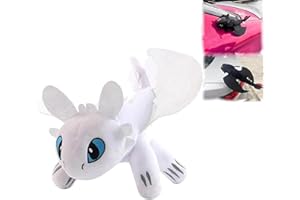 UUIVIRS Dragon Plüschpuppe Black, Zahnlose Kleine Drachen Plüsch Spielzeug Puppe Mit Saugnäpfen, Verwendet Für Helm, Auto, Motorrad Dach Schiebedach Dekoratio (Weiß,35m)