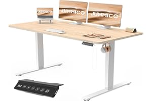 JUMMICO Escritorio Elevable Eléctrico Con Cargador USB, Escritorio Regulable en Altura Ergonomica Escritorio de Pie Ajustable Smart Panel Con Funciones de Memoria, Standing Desk 140 x 60 cm, Beige