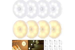 QNUJN Motion Sensor Lights Indoor, Rechargeable Dimmable Night Light Warm/Cool White, Magnetic Stick on Wall, USB-C Charging Stair Lights, Auto/On/Off Modes, for Closet, Hallway, Kitchen, Cabinet, 8 Pack