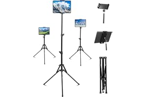 HIXAVA Soporte Trípode para Tableta, Altura Ajustable hasta 65 Pulgadas, 360° Trípode, Soporte para Tablet, Compatible con iPad Pro 12,9, iPad Air Mini, iPhone, Tablet de 4,7 a 13 Pulgadas
