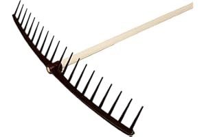 N.G. NICCOLAI NG NICCOLAI RASTRELLI IN POLIPROPILENE PP CURVI O DRITTI VARIE DENTATURE CON O SENZA MANICO IN LEGNO (H.150 CM) MADE IN ITALY (MARRONE DRITTO 20 DENTI (CM.69) CON MANICO (CM.150))