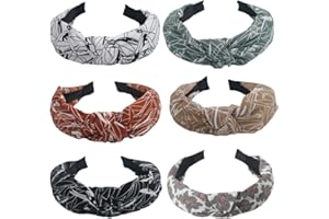 AIZIYIN Haarbänder für Damen, breite Vintage-Haarbänder, Kopf-Turbane, Damen-Haarbandana, gedrehter Knoten, elastische Stirnbänder für den täglichen Gebrauch, Yoga, Sport (taowen6)