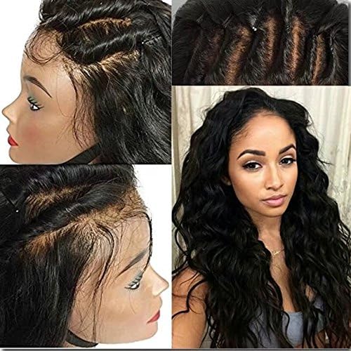 Full Lace Wig For Black Women Brazilian Ombre Wigs Lace Wigs Loose Body Wave 180% Density Full Lace Human Hair Wigs with Baby Hair(14 inch,1B)