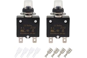 EPLZON 8A Disjoncteur à bouton-poussoir 125/250VAC 50VDC Protection contre les surcharges thermiques (lot de 2 pièces)