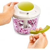 Paslanmaz 3 Bı&ccedil;aklı İpli Rondo, Sebze Meyve Kuruyemiş İ&ccedil;in Taşınabilir Manuel &Ccedil;ekmeli Doğrayıcı, Hızlı Pratik ve Ergonomik, P