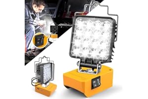 FOVENDI Lampada a Batteria da 48W 4800LM Compatibile con Batteria Dewalt 20V, 2 Impostazioni di Luminosità Faro LED Batteria, Lampada Portatile LED Senza Fili con Ricarica di Tipo C e USB (Senza Batteria)