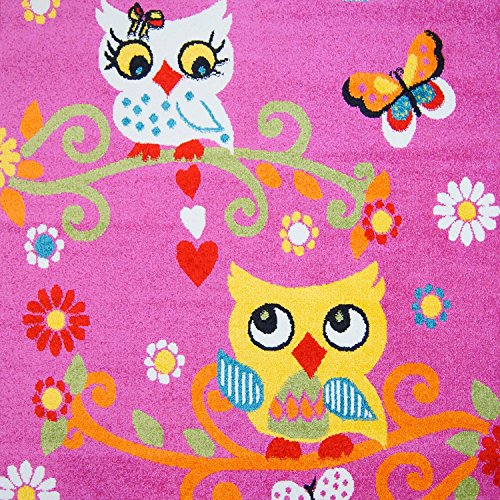 Kinder Teppich Play Eule bunt Pink Creme Gelb Grün Orange Türkis Rot Öko Tex versch Größen, Moda:80 x 150 cm - 4