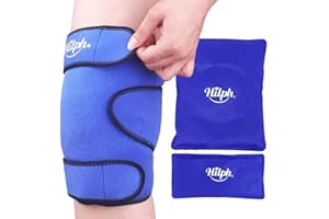 Hilph Poche de Glace Genou, Genouillère Thérapie Chaud/Froid Réutilisable - Enveloppement Total du Genou pour Chirurgie (Remplacement), Soulagement Douleur, Gonflement, Entorses - Bleu