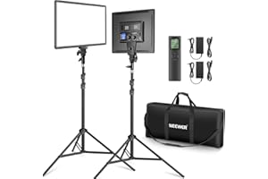 NEEWER Kit de Iluminación de Panel de Luz Video LED de 18" con Control Remoto, 2-Pack 45W Regulable Bicolor + Soporte Luz, 3200-5600K,CRI 97+ 4800Lux para Juego/Transmisión en Vivo/Youtube/Fotografía