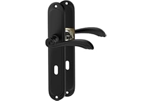 ERGO line VERONA Schwarz, klassische Türbeschlag Türgrifffür Zimmertüren Langschild Drückergarnitur, Türbeschlag, Türklinke, Türdrücker