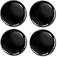 SkinoEu® 4 x 56mm DOMED 3D WHEEL RIMS CENTER STICKERS FOR CENTRE HUB TRIM CAPS BLACK GLOSS AUTO MOTO CAR LOGO BADGE A 756