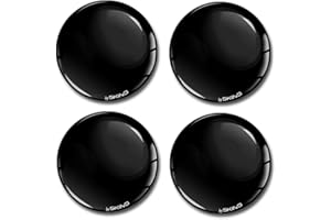 SkinoEu® 4 x 56mm Autocollant 3D Silicone Cache-Moyeu Capuchons de Centre Enjoliveurs de Roue Voiture Cache Moyeux Jante Universel Cache-Moyeux Noir A 756